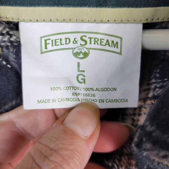 Mens Field & Stream Plaid Flannel Button Front Shirt Heavy 100% Cotton S Large - Picture 4 of 9